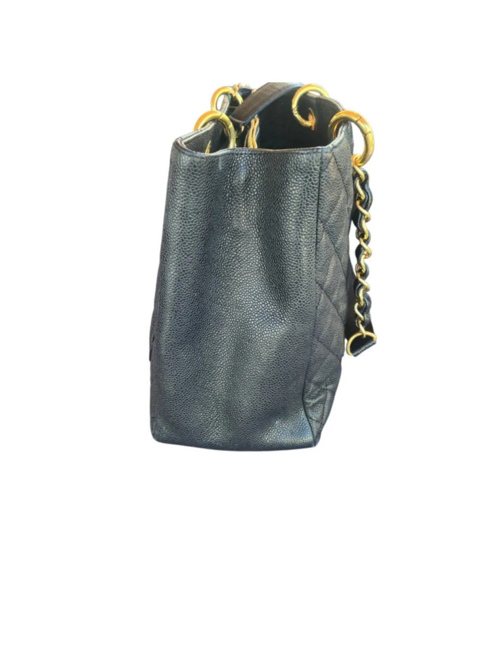 CHANEL Grand Shopping Tote GST Black Caviar Quilted Gold Hardware